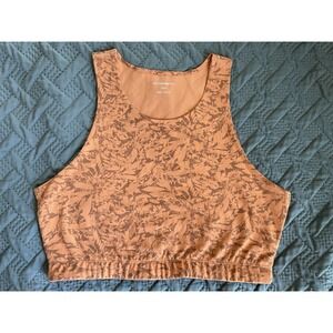 REI Cooperative "Tank Your Time" High-Neck Printed Cropped Sports Bra Orange